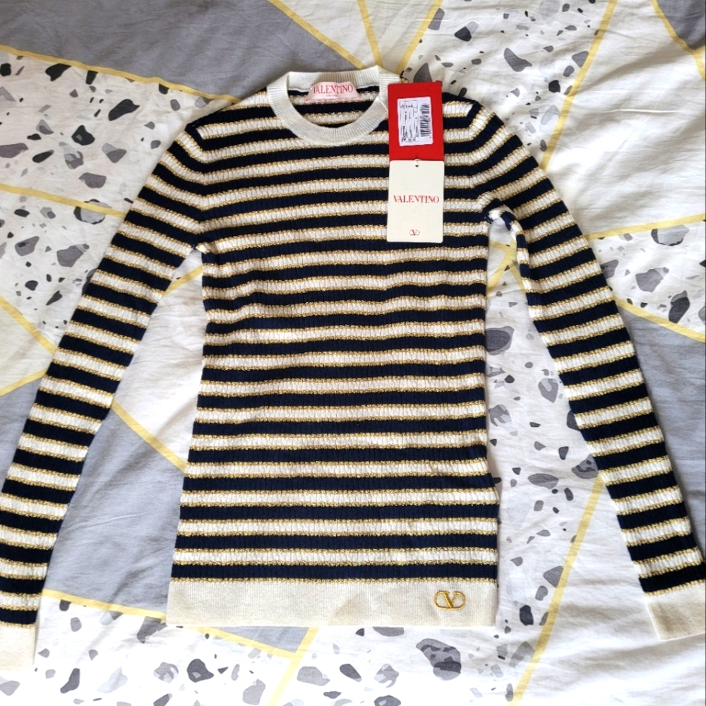Valentino Striped Long-Sleeved Jumper (Size small)